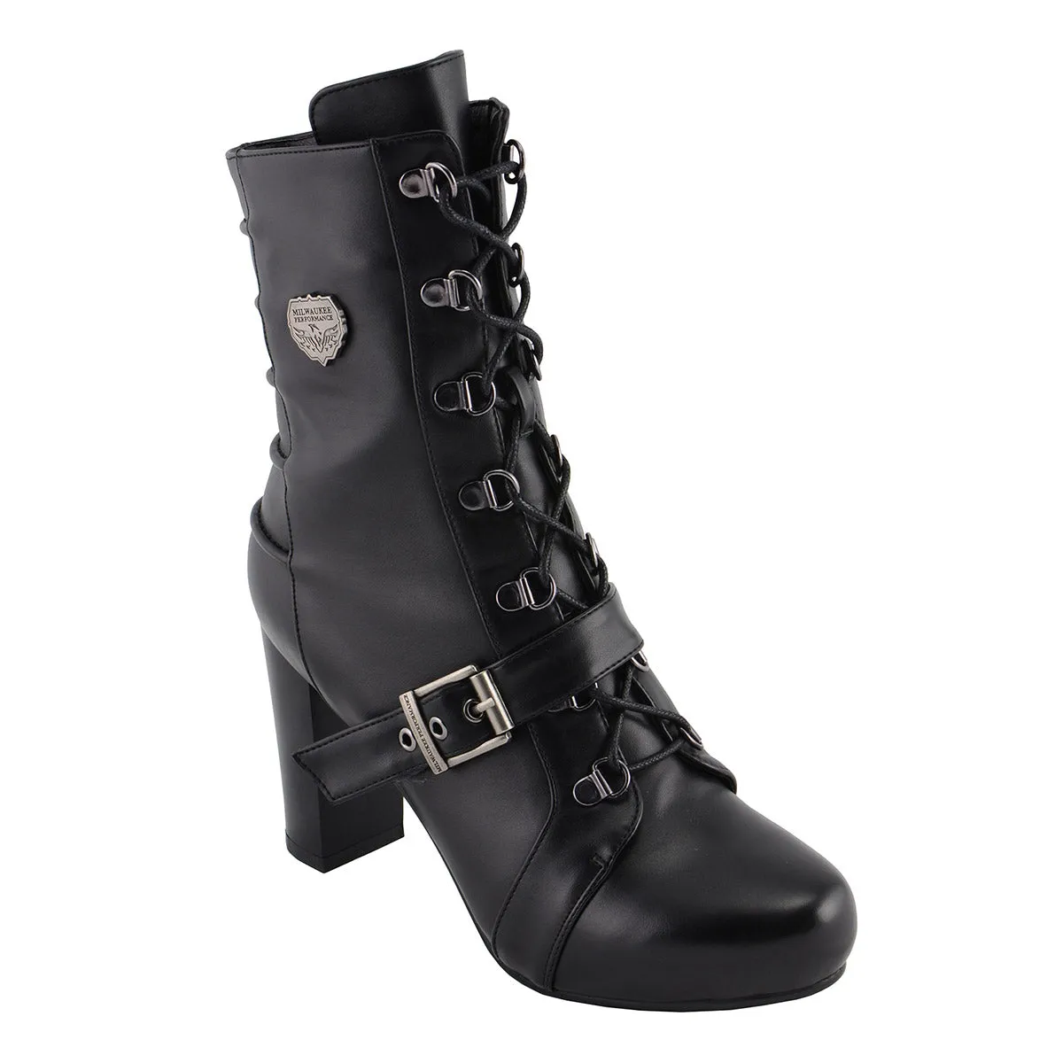 Milwaukee Leather MBL9431 Women's Black Lace-Up Fashion Boots with