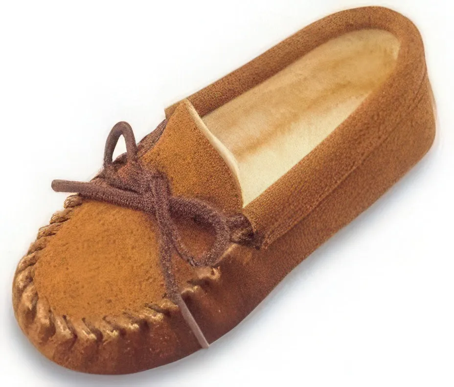 Minnetonka® Kids' Pile Lined Soft Sole Suede Leather Moccasins