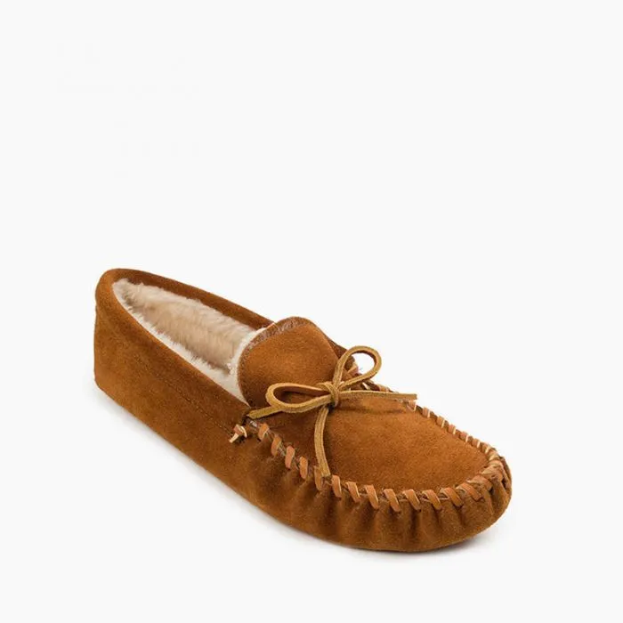 Minnetonka® Men's Pile Lined Soft Sole Suede Leather Moccasins