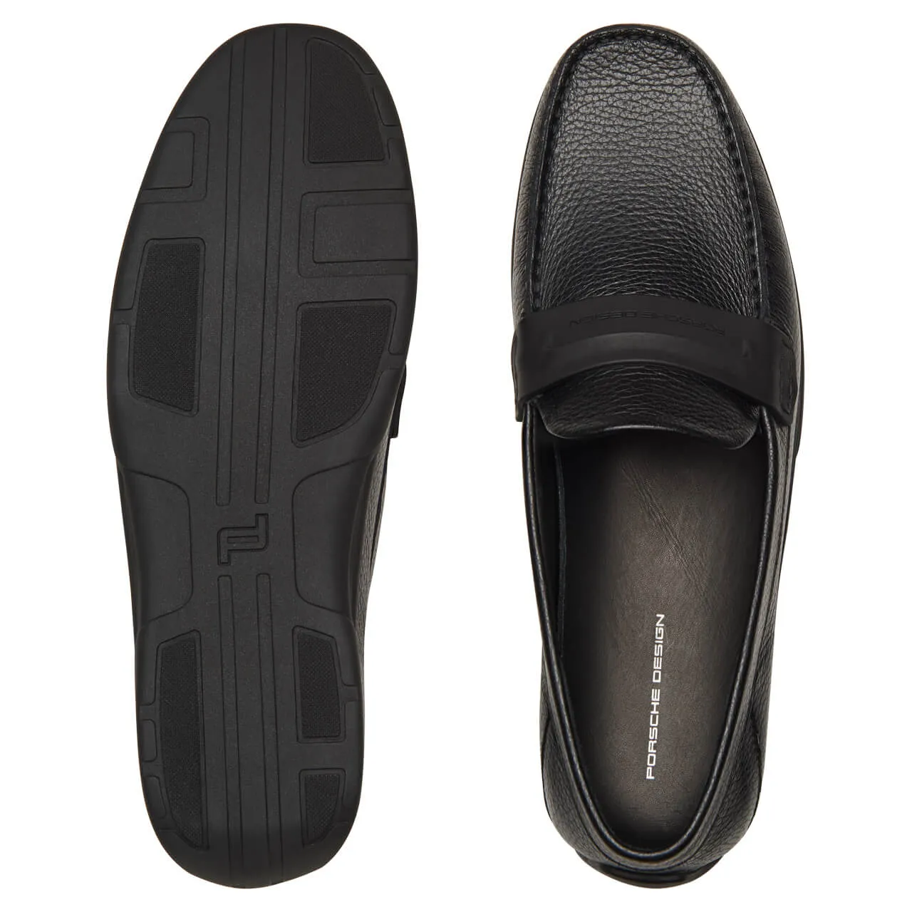 NEW Porsche Design Driver Black Calf Grain Moccasins US 7.5 MSRP $355