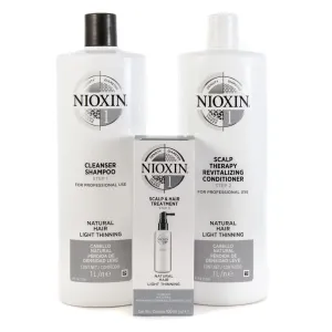 Nioxin System 1 Cleanser Shampoo And Scalp Revitaliser Conditioner 1000ml Plus Treatment