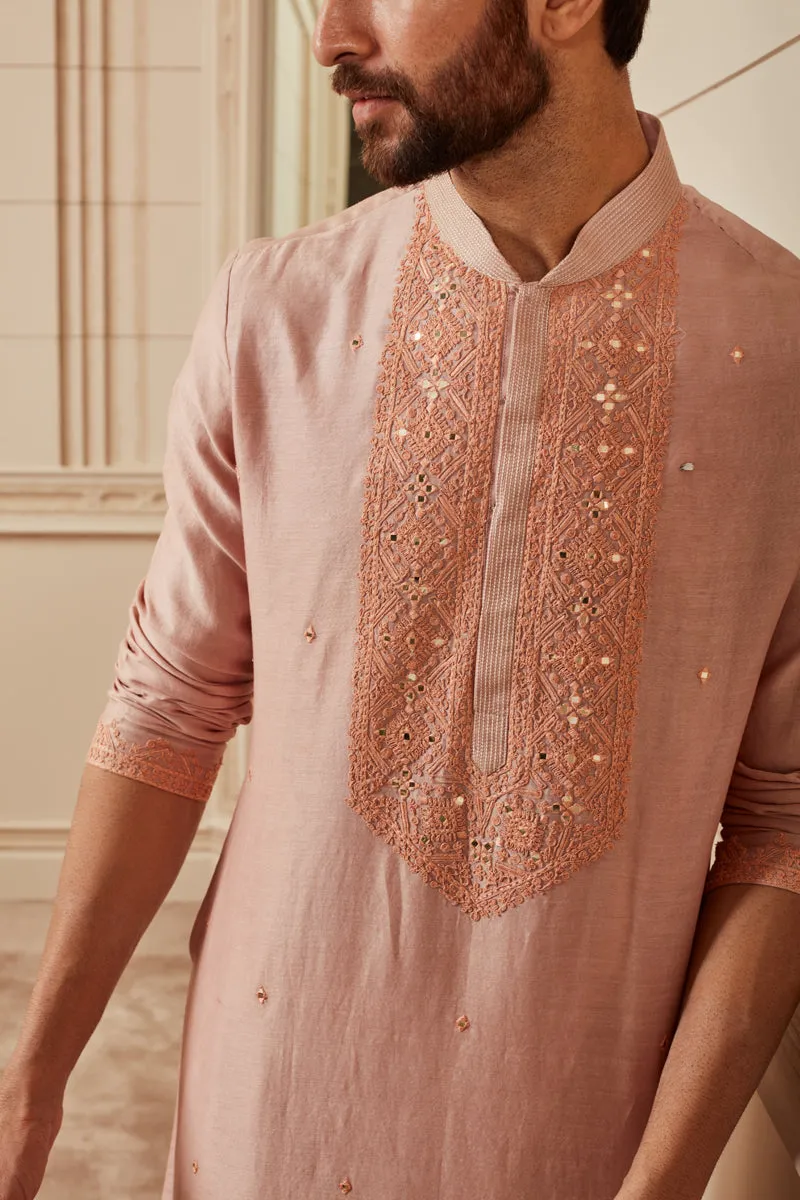 Nude Cotton Chanderi Kurta Set