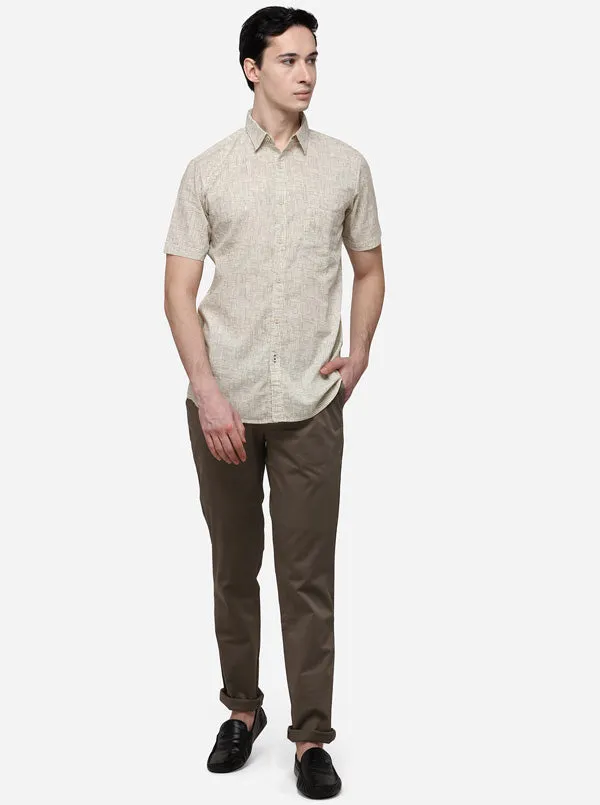 Off-White Slim Fit Printed Casual Shirt | JadeBlue