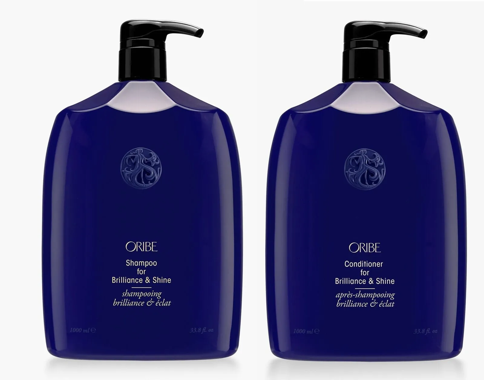 Oribe Shampoo for Brilliance & Shine and Conditioner 33.8 oz with a generic pumps