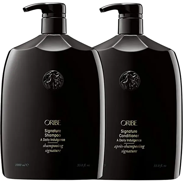 Oribe Signature Shampoo & Conditioner 33.8oz BB with a generic Pumps