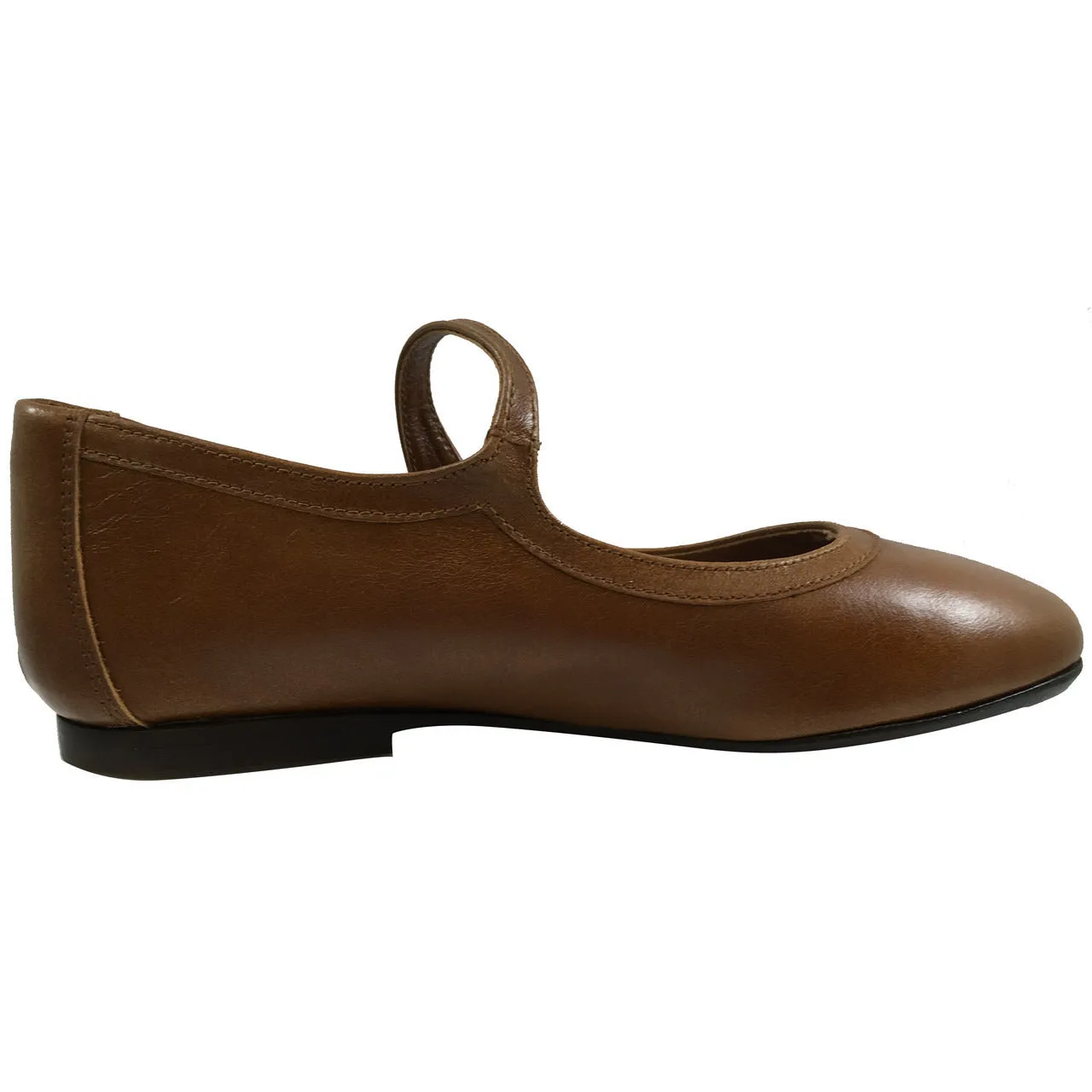 Papanatas by Eli Girl's Mary Janes Button Flats Tan Leather