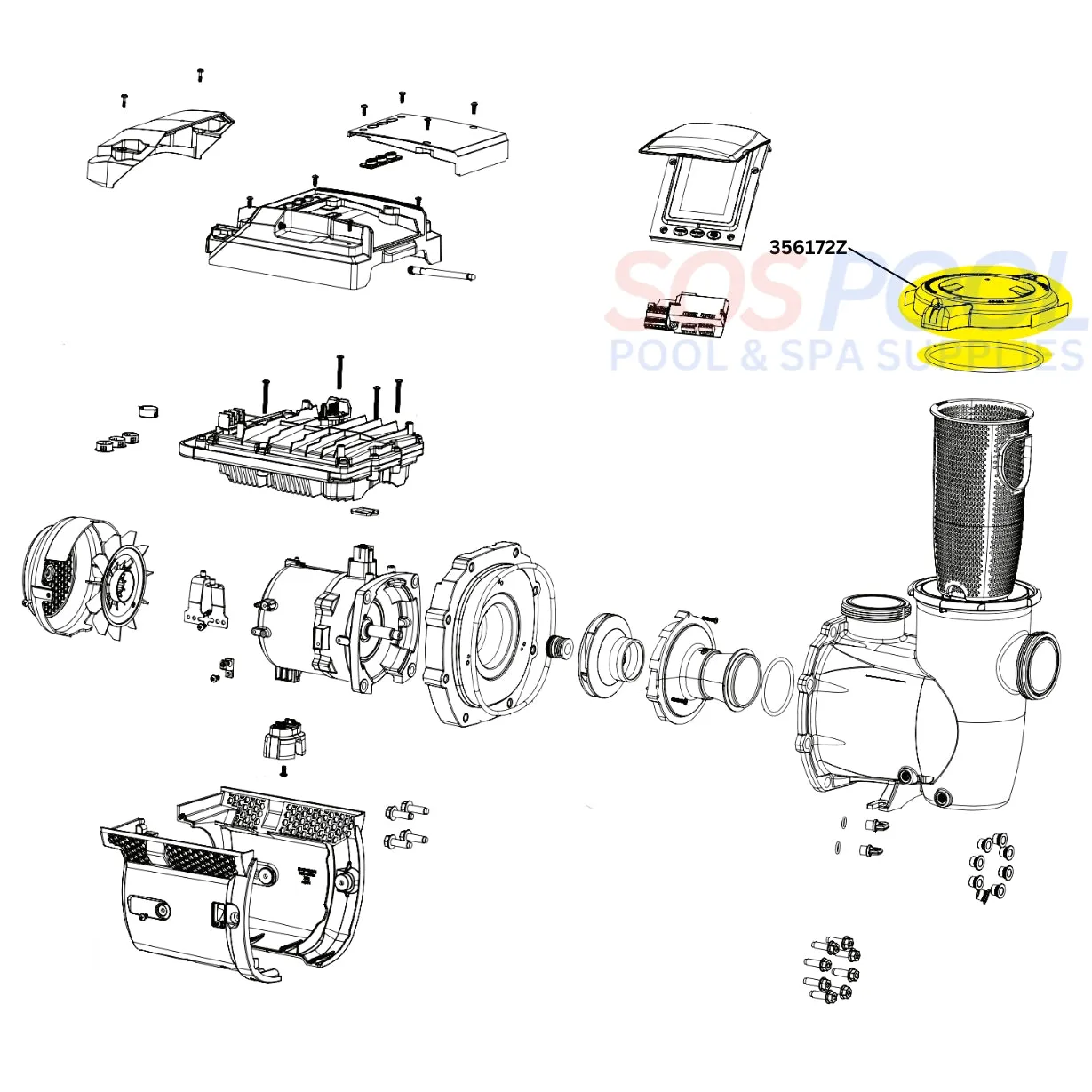 Pentair Lid and Locking Ring Assembly For IntelliFlo3 Pumps | Almond | 356172Z