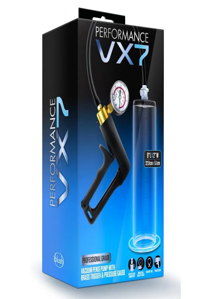 Performance Vx7 Vacuum Penis Pump with Brass Trigger and Pressure Gauge