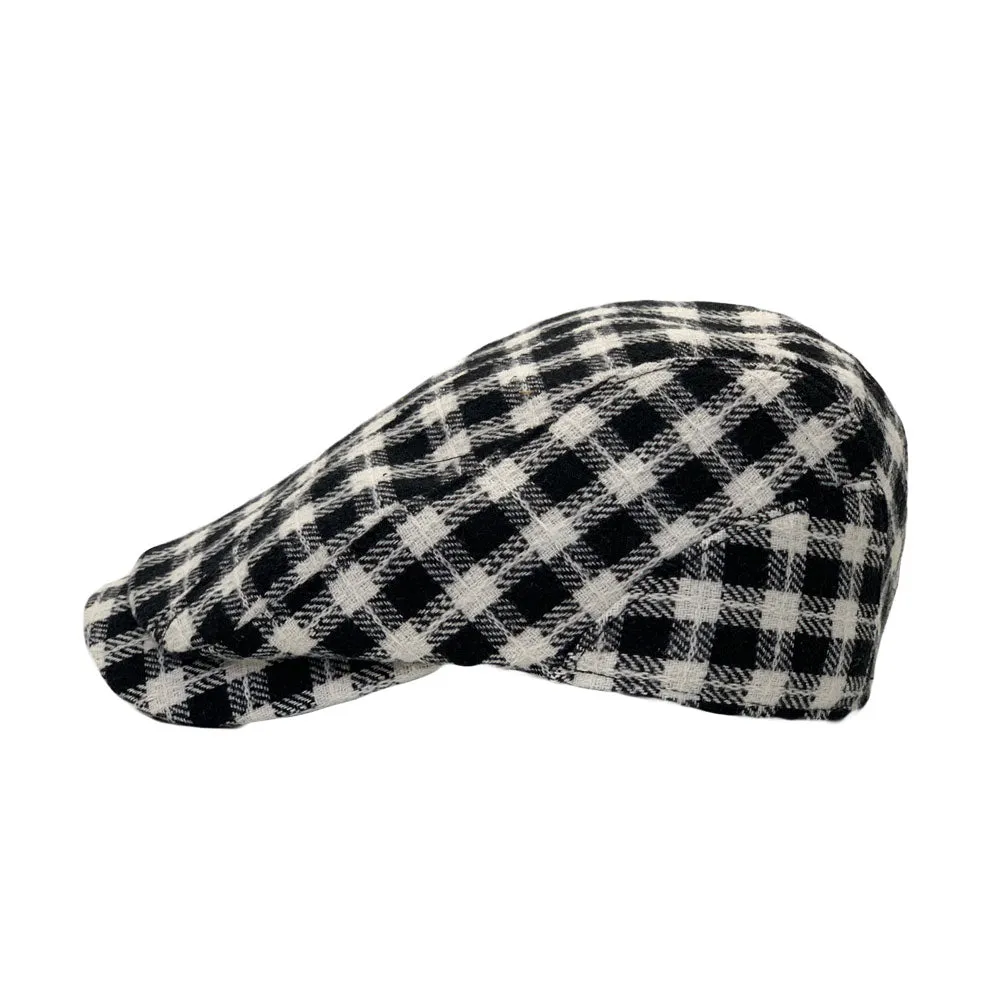 Plaid Check Newsboy Hat Men Adjustable Wool Flat Cap LD31460