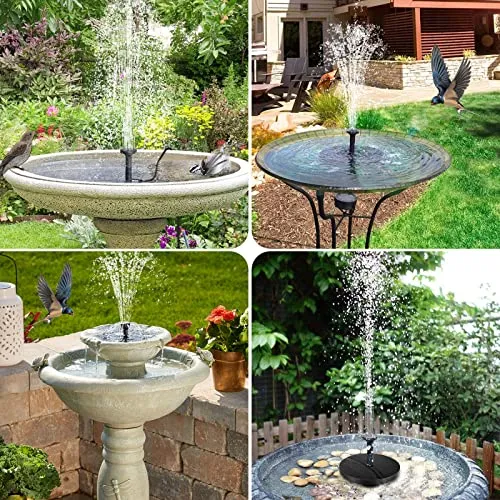 POPOSOAP Solar Bird Bath Fountain Pump, 6W Outdoor Solar Water Fountain Pump for Bird Bath with 4ft Tubing & 5 Nozzles, DIY Solar Powered Water Fountain for Garden, Ponds, Pool and Fish Tank