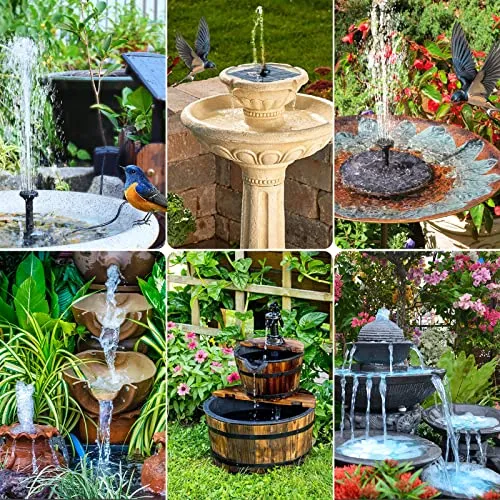 POPOSOAP Solar Bird Bath Fountain Pump, 6W Outdoor Solar Water Fountain Pump for Bird Bath with 4ft Tubing & 5 Nozzles, DIY Solar Powered Water Fountain for Garden, Ponds, Pool and Fish Tank