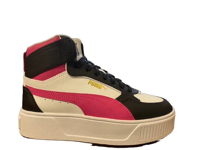 Puma scarpa sneakers da donna alta con zeppa Karmen Rebelle 387213 03 bianco nero rosa