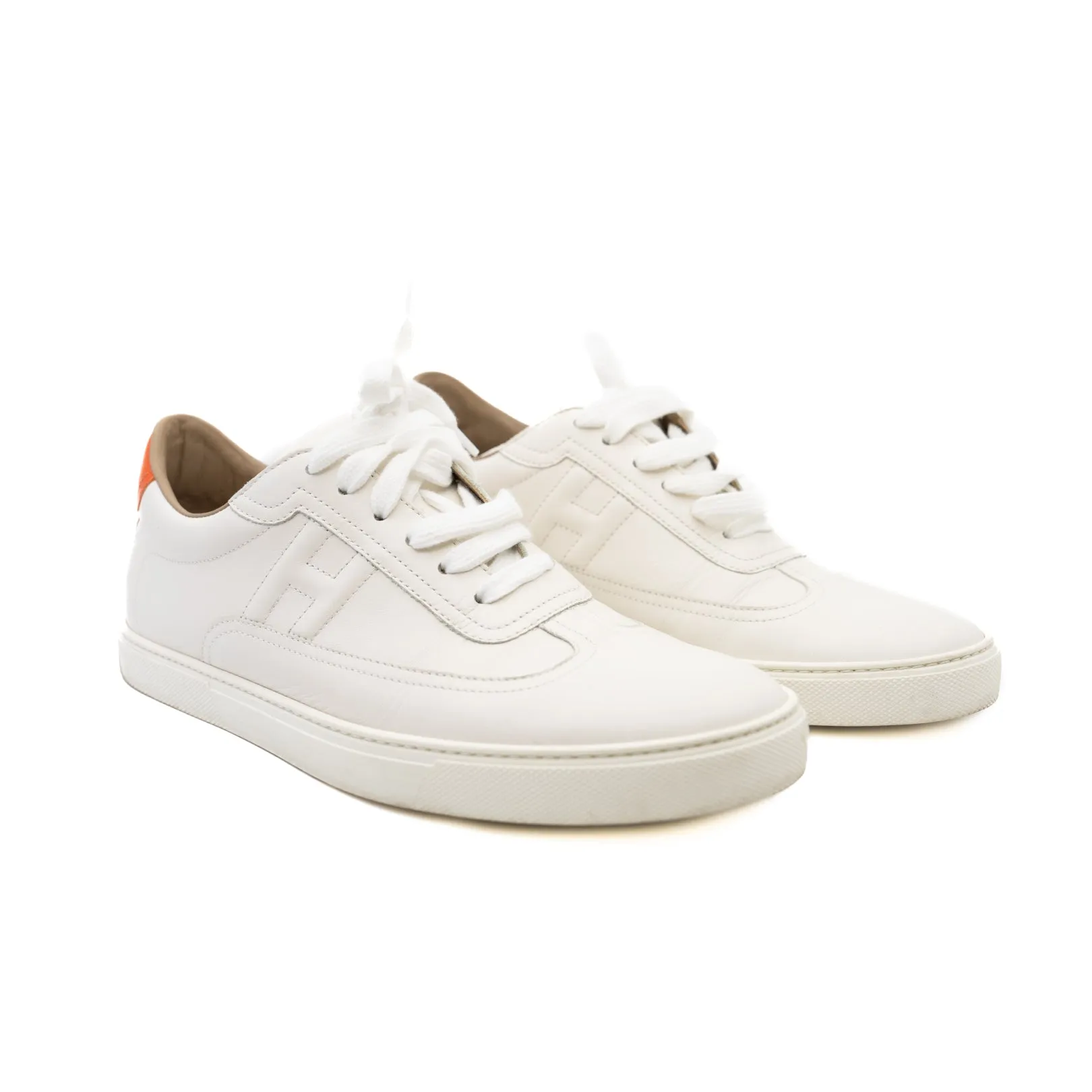 quick sneaker in leather white/orange #41