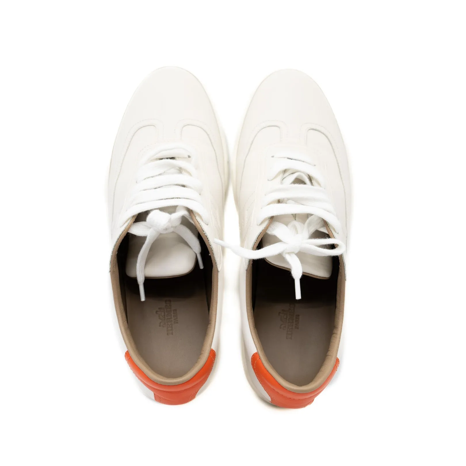 quick sneaker in leather white/orange #41