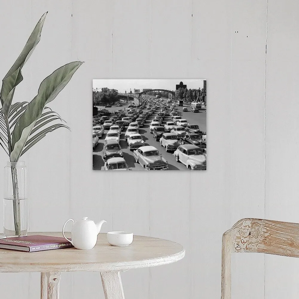 "1950's Heavy Traffic Coming Off Of The Ben Franklin Bridge" Canvas Wall Art