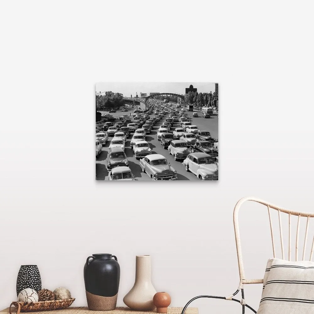 "1950's Heavy Traffic Coming Off Of The Ben Franklin Bridge" Canvas Wall Art