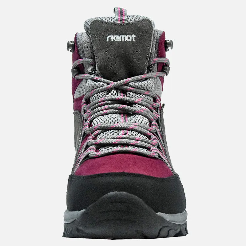 riemot Walking Boots for Women Fuchsia Fully Waterproof High Rise Hiking Boots