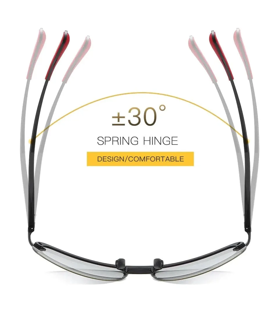 Rimless Polarized Intelligent Photochromic UV400 Lens Anti-Glare Driving Sunglasses