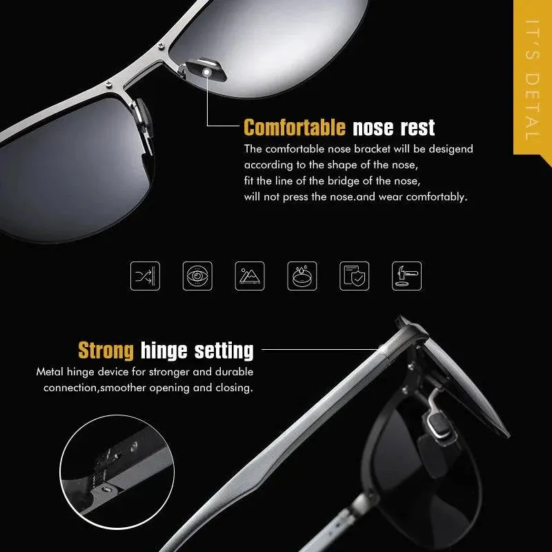 Rimless Polarized Intelligent Photochromic UV400 Lens Anti-Glare Driving Sunglasses