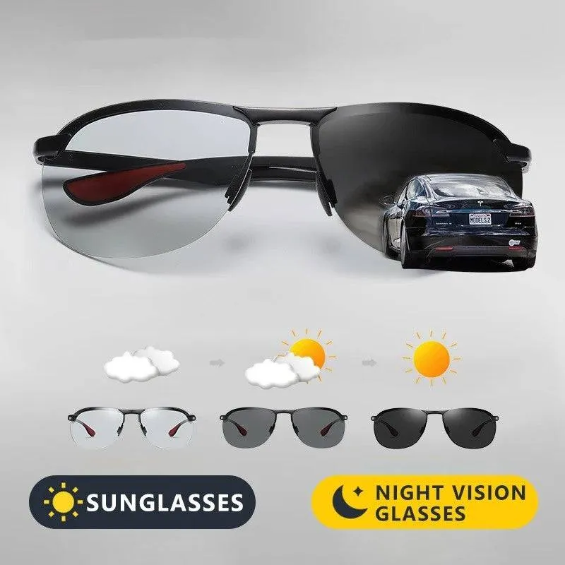 Rimless Polarized Intelligent Photochromic UV400 Lens Anti-Glare Driving Sunglasses