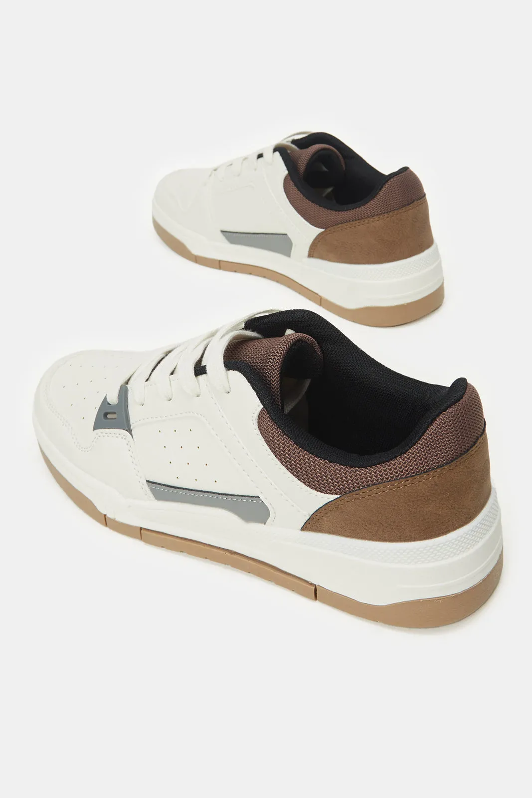 Senior boys Beige Colour Block Skate Shoes