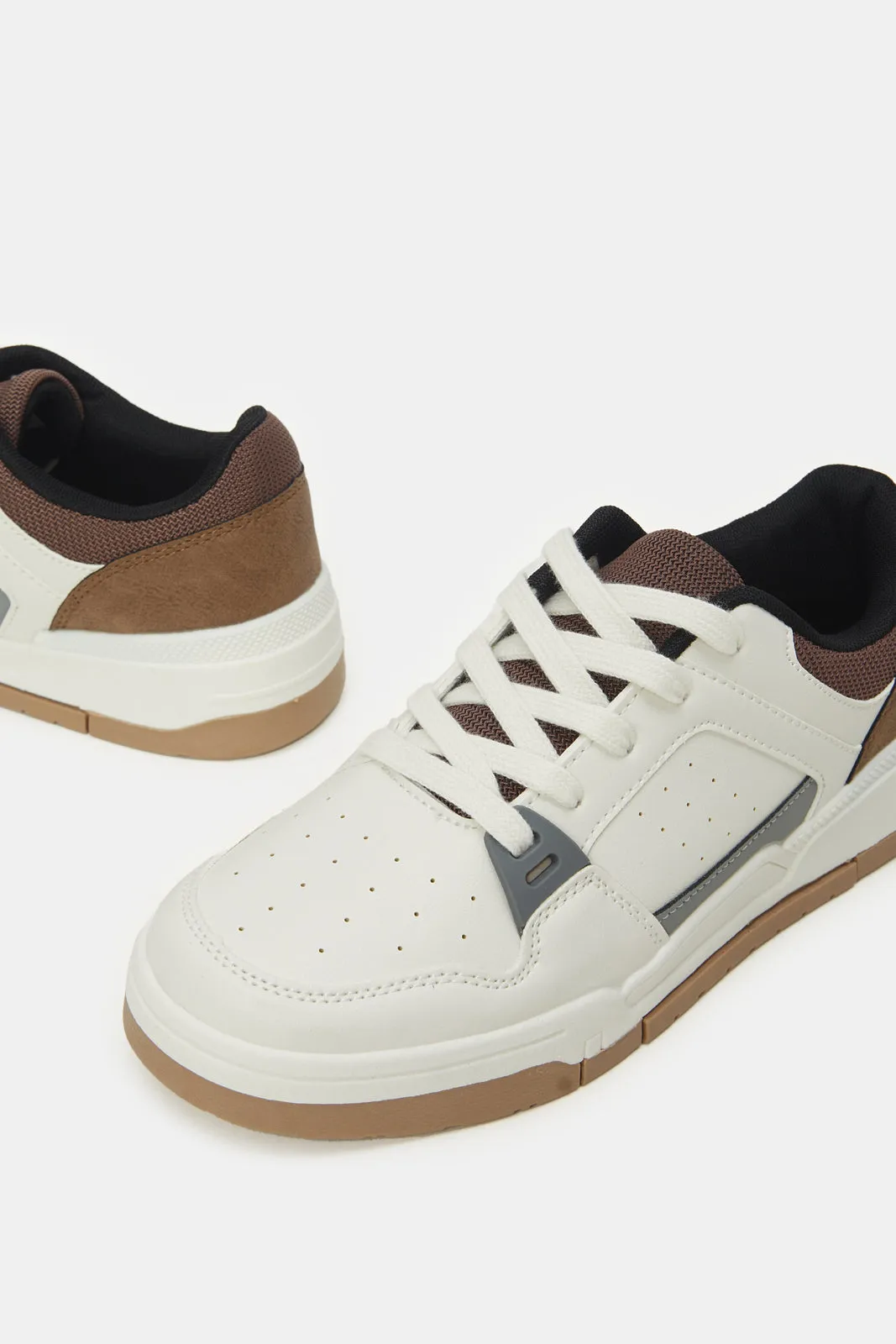 Senior boys Beige Colour Block Skate Shoes