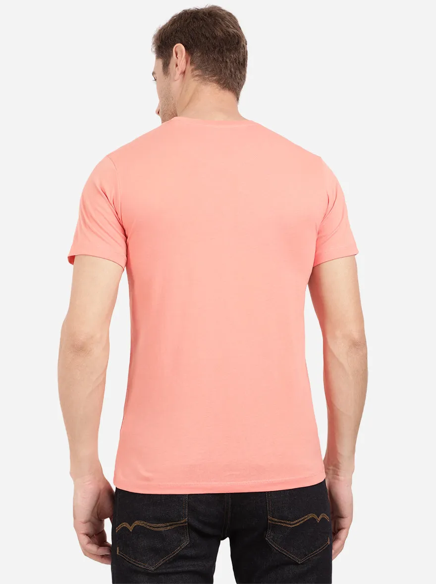 Shell Pink Solid Slim Fit T-Shirt | JadeBlue