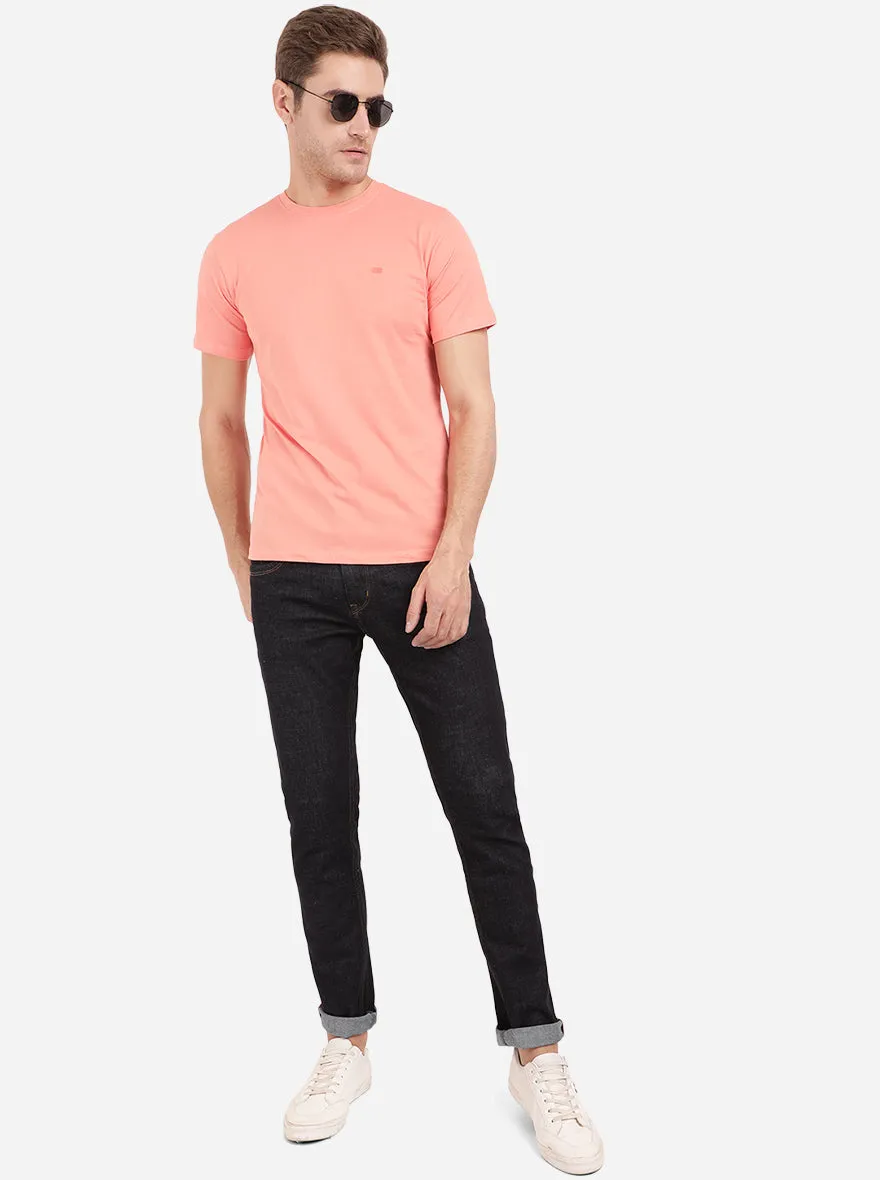 Shell Pink Solid Slim Fit T-Shirt | JadeBlue