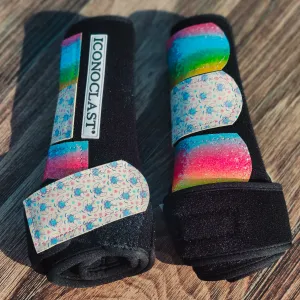 Small Black Iconoclast Fronts w/ Unicorn Leather and Rainbow Glitter Straps