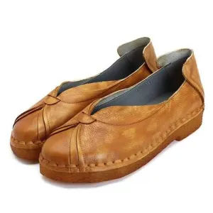 SOCOFY Retro Flat Loafers In Leather