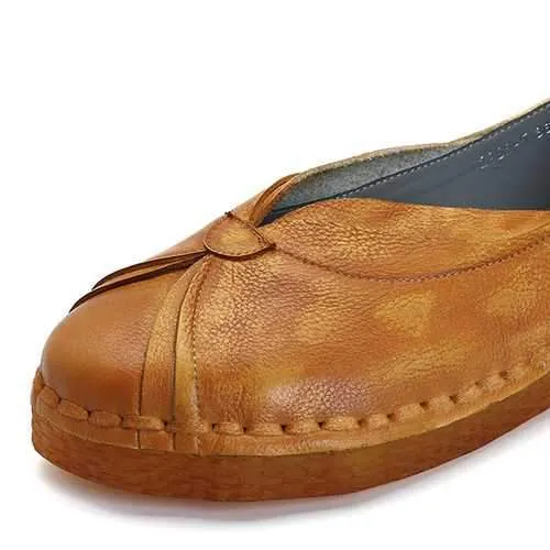 SOCOFY Retro Flat Loafers In Leather