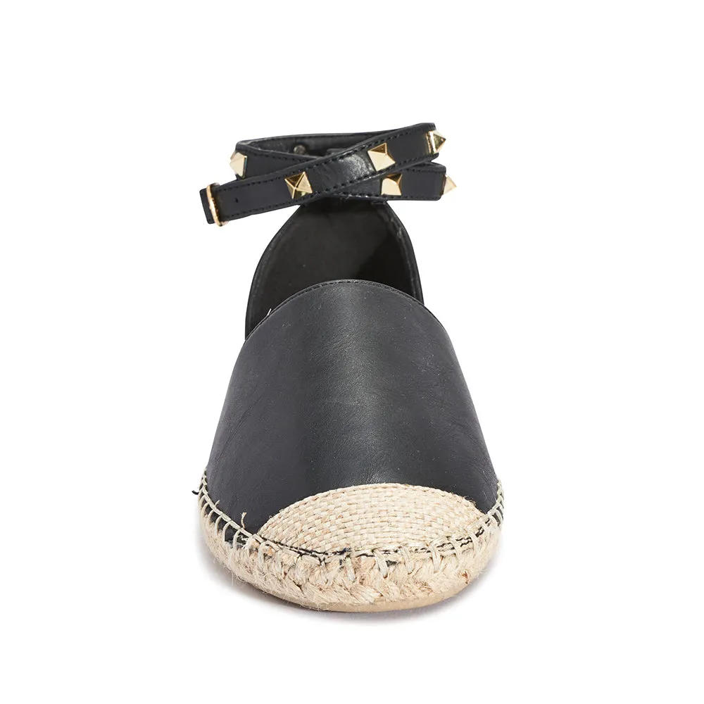 Studded ankle strap flat