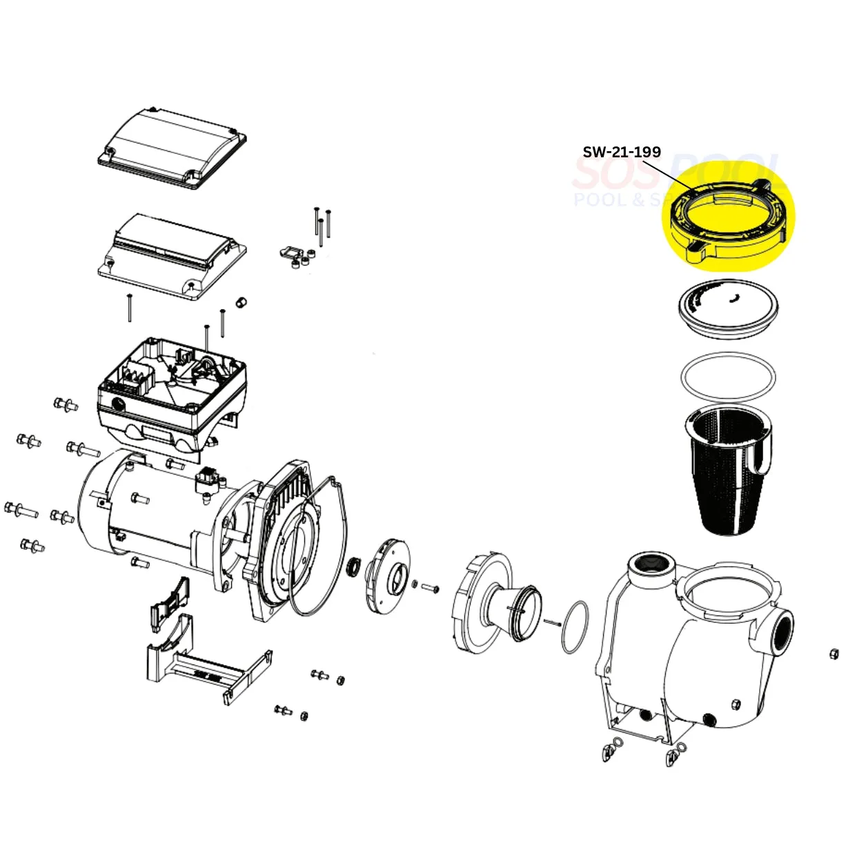 Swimables Lid Clamp Locking Ring For Pentair Whisperflo and Intelliflo Pumps | Almond | 357199 | SW-21-199