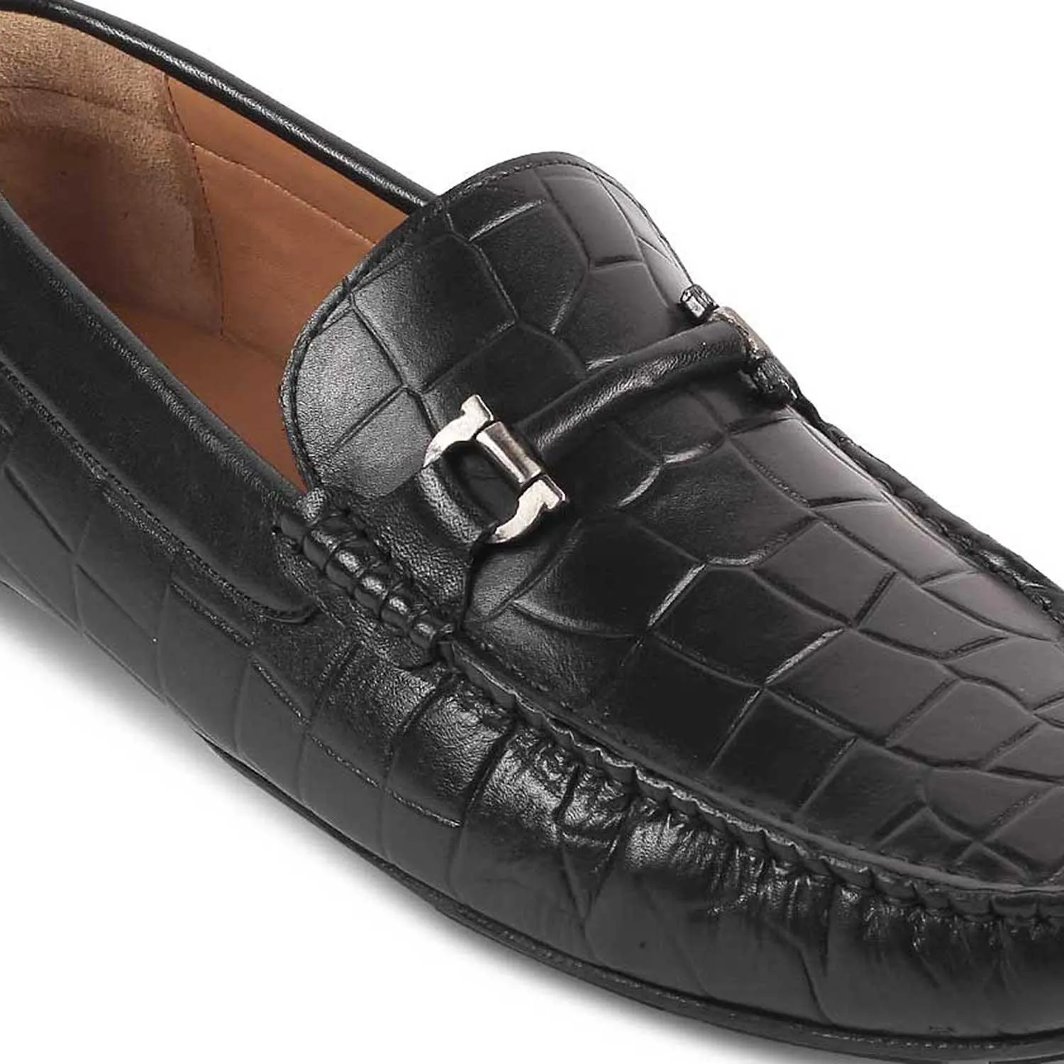 The Docks Black Men's Leather Driving Loafers Tresmode