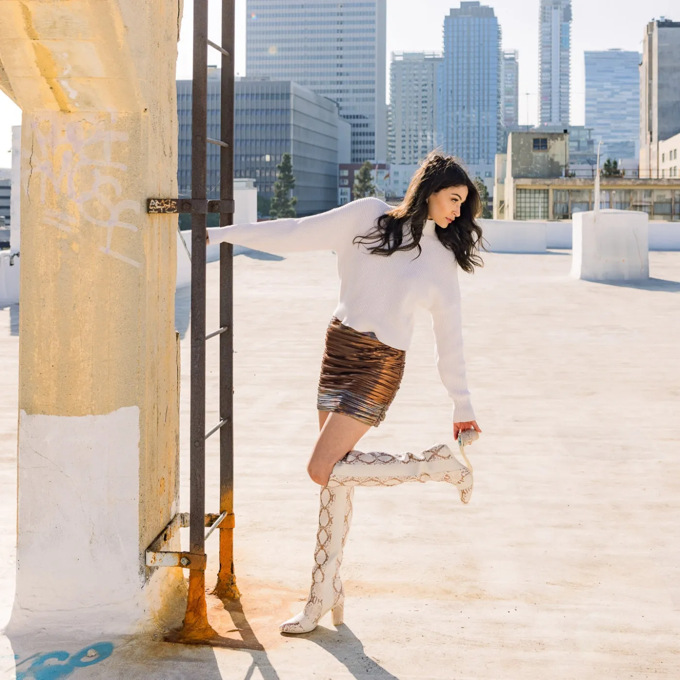 The Knee High Boot - Ivory Snakeskin 4 Stiletto