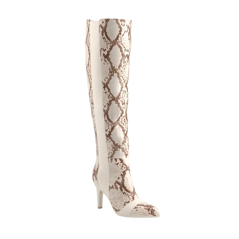 The Knee High Boot - Ivory Snakeskin 4 Stiletto