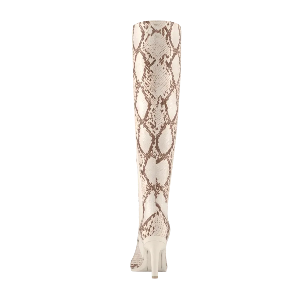 The Knee High Boot - Ivory Snakeskin 4 Stiletto