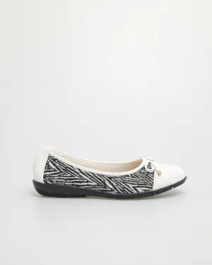 Tomaz NN165 Ladies Tweed Flats (White)