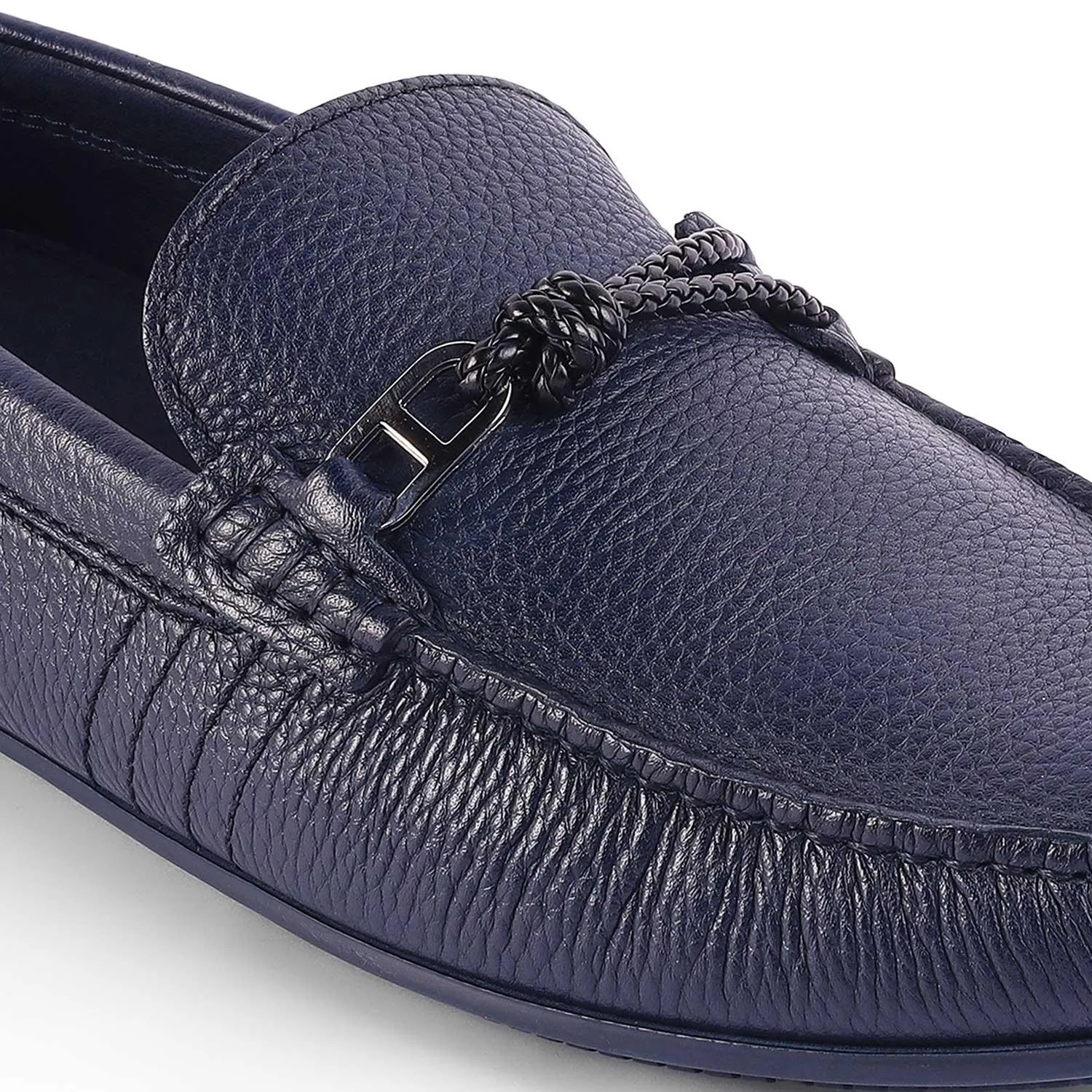 Tresmode Bristo Blue Men's Leather Driving Loafers