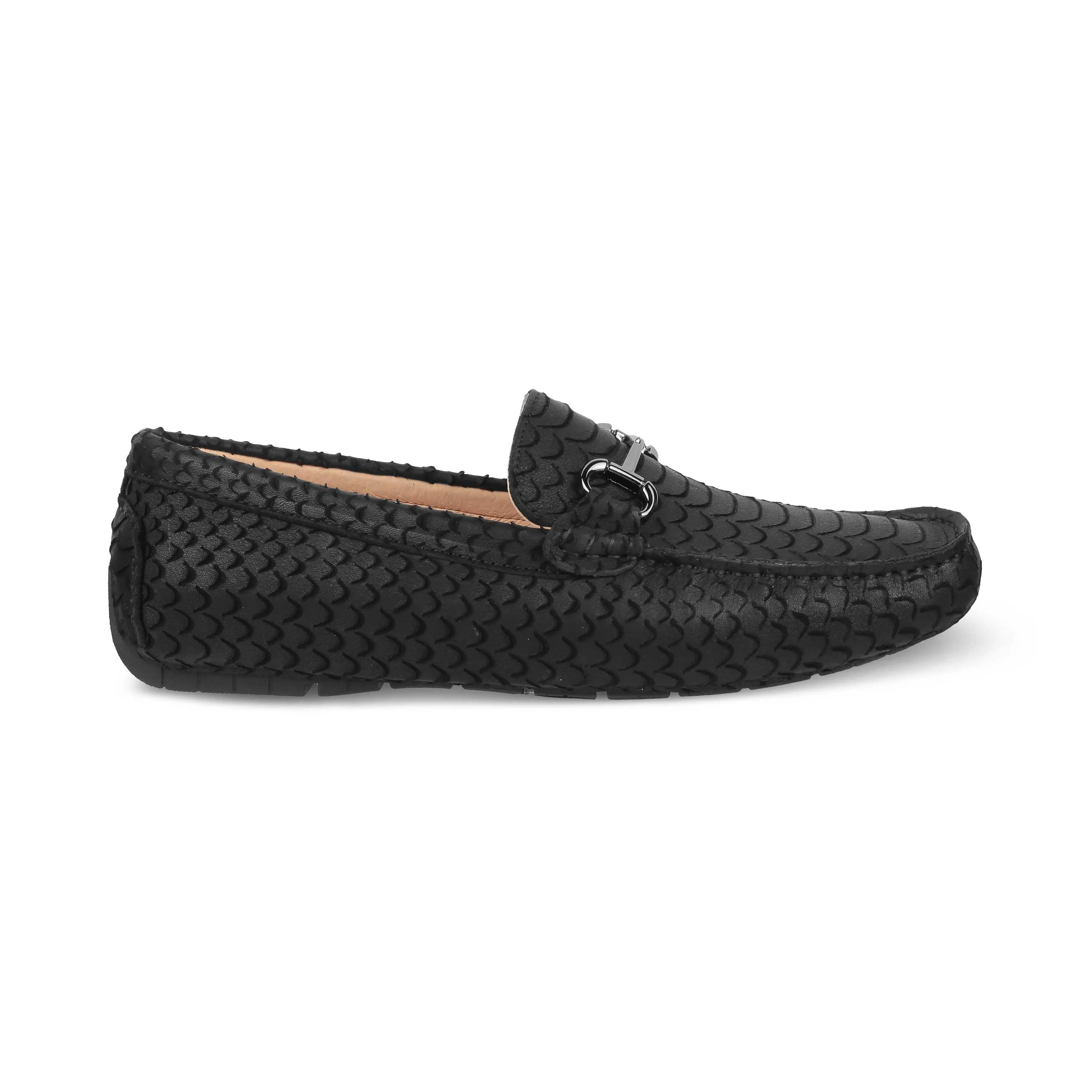 Tresmode Sofi Black Men's Leather Driving Loafers