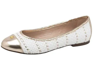 Tresse White and Gold Ballet Flat - Dumond