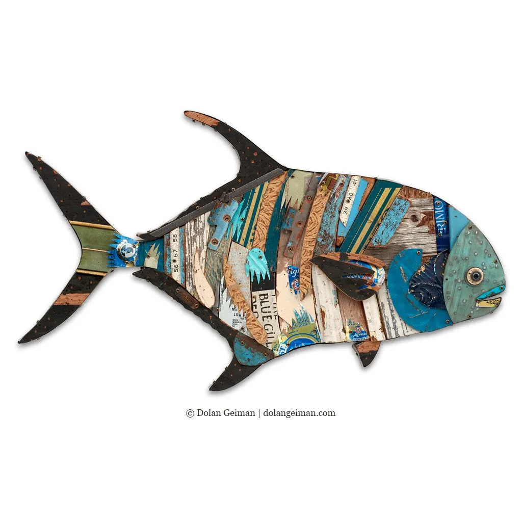 TROPHY FISH (PERMIT) original metal wall sculpture