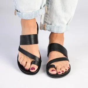 Tsonga Ningizimu Toe Loop Leather Sandals - Black