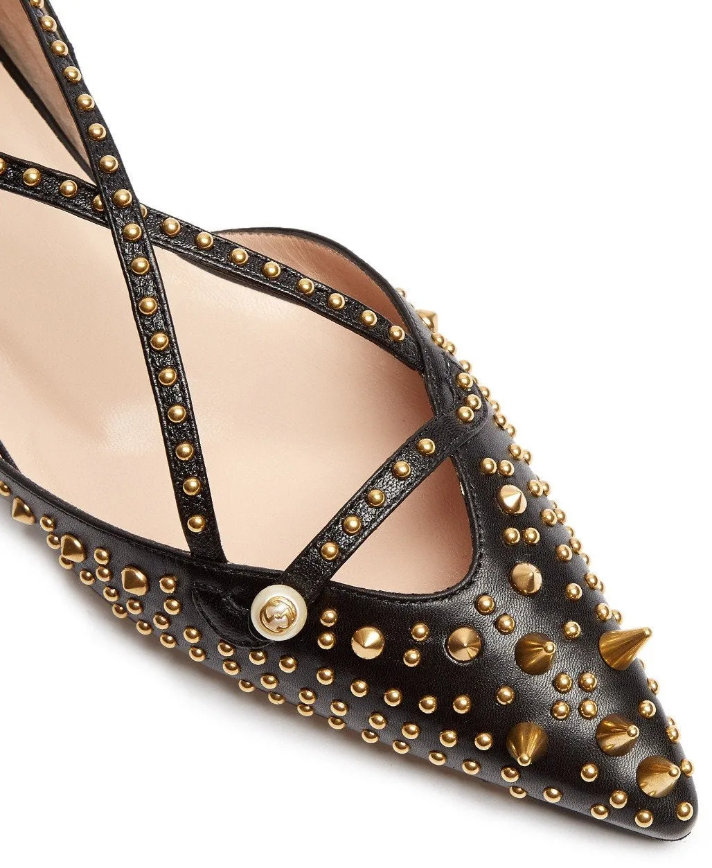 'Unia' Studded Leather Flats - Black or Pink