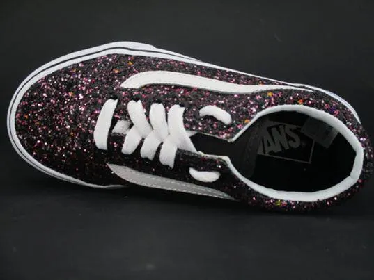 Vans scarpa sneakers da ragazza Old Skool VN0A38HBVIQ1 glitter stars nero scintillante-bianco