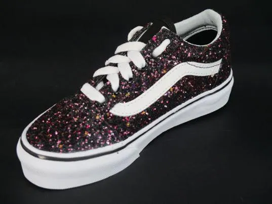 Vans scarpa sneakers da ragazza Old Skool VN0A38HBVIQ1 glitter stars nero scintillante-bianco