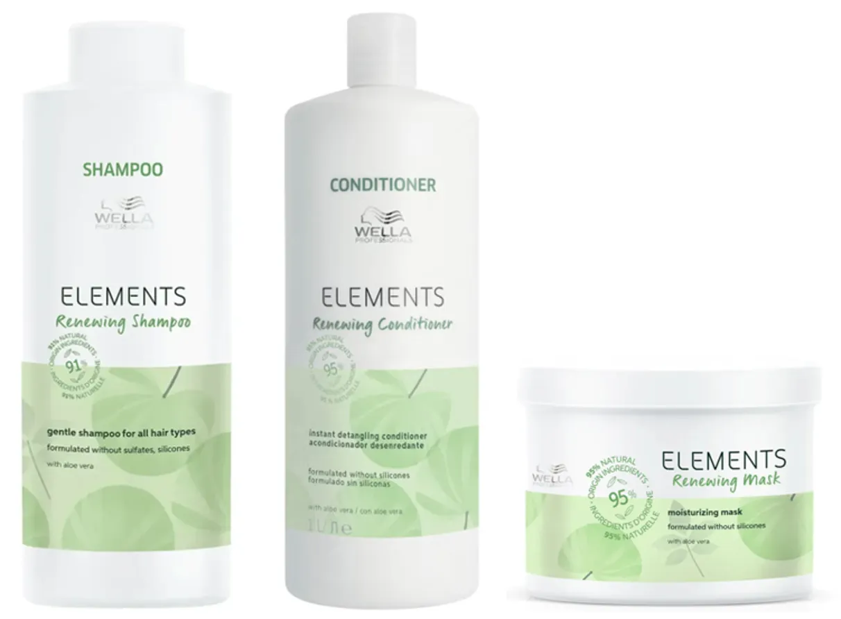 Wella Elements Renewing Shampoo, Conditioner 1000ml   Mask 500ml