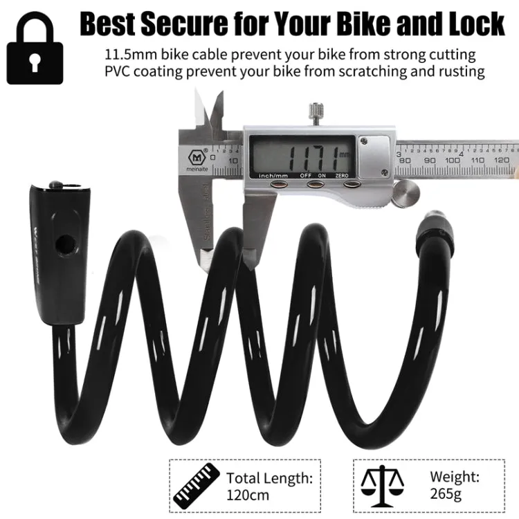 WEST BIKING 1.2m Bicycle Lock PVC Steel Cable Anti-theft Waterproof Cycling Lock(Orange)