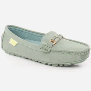 Women "Ingrid" Suede Buckle Moccasins