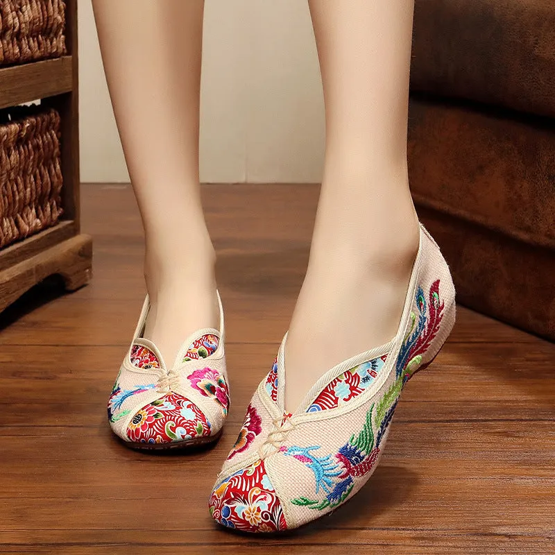 Women's Slip-on Hidden Embroidered Comfortable Style Heels